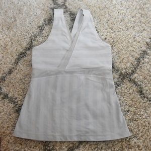 Lululemon Deep V Athletic Tank Striped Mesh Back